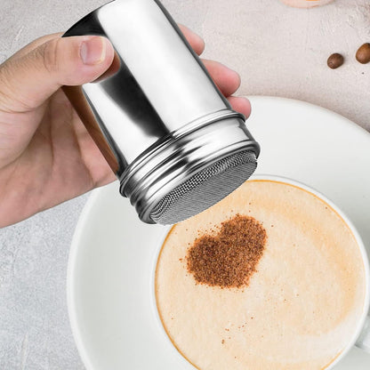 1Pcs Stainless Steel Powder Sugar Shaker Duster with Lid, Fine Mesh Shaker Powder Cans for Baking Soda Cocoa Cornstarch Coffee Flour Ect6