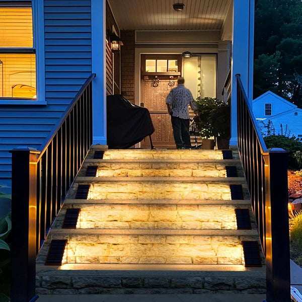 Solar Step Lights for Outside, 12Pack Solar Stair Lights Outdoor Waterproof IP67, Deck Step Lights, Outdoor Light Decor for Staircase, Patio, Front Step, Pathway, Front Porch(Warm Brown)5