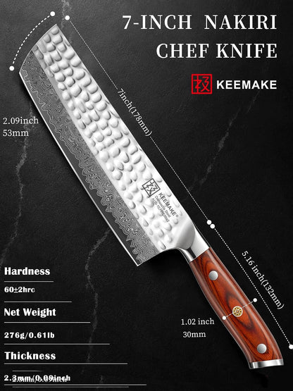 Nakiri Chef Knife, 7 Inch 67-Layer Damascus Japanese Knife6