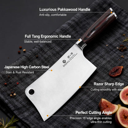 Cleaver Knife 7 Inch, Japanese High Carbon Stainless Steel Chopper7