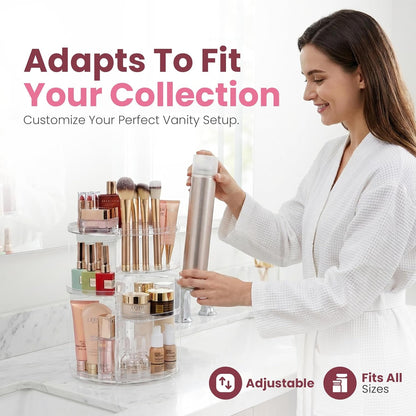 360 Rotating Makeup Organizer Countertop, Adjustable Shelf, Clear | Cosmetic Perfume Skincare Storage, Vanity Countertop4