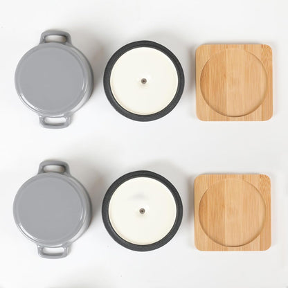 Enameled Cast Iron Mini Dutch Oven Cocotte Saucepan with Lid 270Ml/9.13Oz/1.08Cups Gray Set of 24