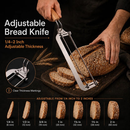 Adjustable Bread Knife for Sourdough, Homemade Bread, 304 Steel, 2-Pc Set5