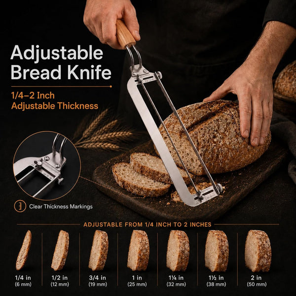 Adjustable Bread Knife for Sourdough, Homemade Bread, 304 Steel, 2-Pc Set5