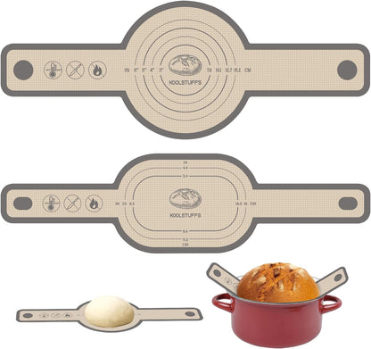 Silicone Bread Sling, Nonstick & Easy to Clean, 2 PCS | Oval and Round, Gray, Reusable, Baking Mats, Sourdough Supplies & Tools1