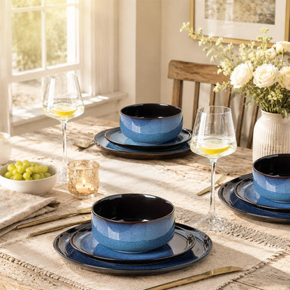 Ceramic Dinnerware Sets for 4,12-Pcs Porcelain Plates and Bowls Set7
