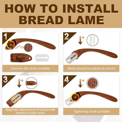 Innovative Magnetic Bread Lame Bread Scoring Tool,Bread Lame Cutter,Bread Scoring Knife for Bread Baking & Sourdough Baking,Bread Razor Tool with 5 Razor Blades-Black Walnut Wood2