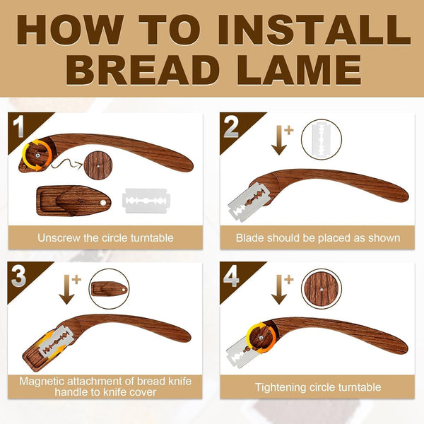 Innovative Magnetic Bread Lame Bread Scoring Tool,Bread Lame Cutter,Bread Scoring Knife for Bread Baking & Sourdough Baking,Bread Razor Tool with 5 Razor Blades-Black Walnut Wood2