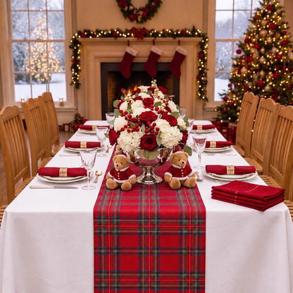 6 Pcs Red Christmas Tartan Plaid Table Runner 13 X 724