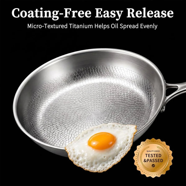 12" Titanium Pans for Cooking, 100% Pure Titanium Frying Pan | Food-Grade Titanium; Naturally Non-Toxic; No PTFE/PFOA/PFAS Coating; Induction Ready, Dishwasher Safe, Oven Safe to 1000°F6