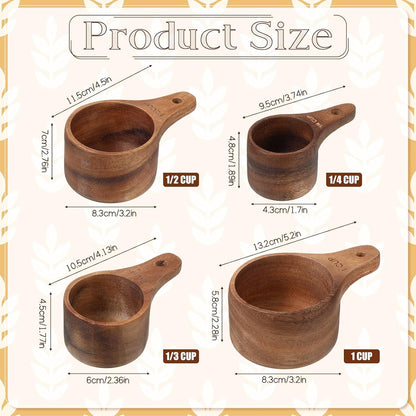 10-Piece Wooden Measuring Cups and Spoons Set, Handcrafted Acacia Wooden Measuring Cups - Solid Acacia Wood, Laser Engraved, Wood Rustic Kitchen Accessories for Baking, Cooking2