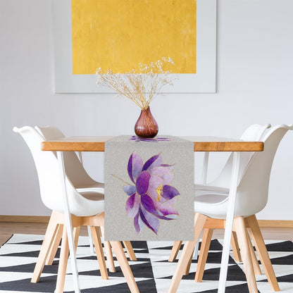 Boho Purple Lotus Flower Gold Lines Table Runner for Home Décor,13X70In4