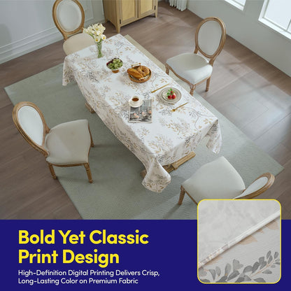 Rectangle Tablecloth 52" X 70" 100% Waterproof Fabric — Wipe-Clean, Tear-Proof Decorative Table Cover for Indoor & Outdoor Dining Elegant Patterns for Kitchens, Dining Rooms, Wynona3