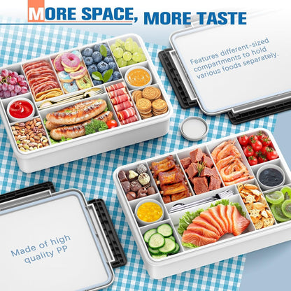 Chilled Portable Snackle Box Container with Ice Pack, Divided Serving Tray with Insulated Bag, Beach Essentials for Summer, Snack Containers for Road Trip Charcuterie Snack Picnic, White2