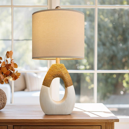 19'' Small Boho Table Lamps for Bedroom Set of 2, Farmhouse Rattan Bedroom Lamps for Living Room Rustic Home Decor, Nightstand Bedside Lamps for Sofa Table Entry Way, Suitable for Small Places7