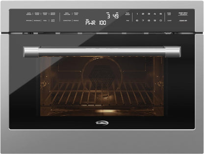 24 Inch Built-In Oven and Microwave Combination with Broil and Convection Heating, Soft Close Door, 1000 Watt Power with NEMA 5-20P Plug, Stainless Steel Finish, Touch Control LCD Display1