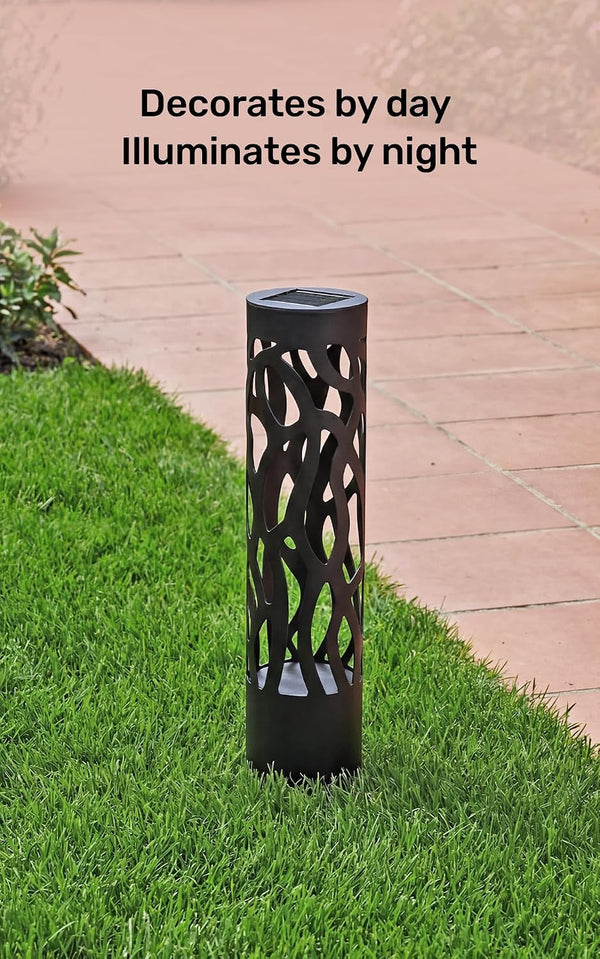 Secure Solar Bollard Pathway Lights, 4-Pack, Black, 4"X16"3