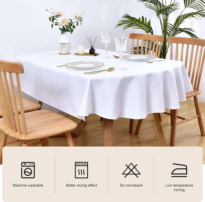 Oval Tablecloth 60 X 84 Inch Washable Fabric Table Cloth Solid White Table Cover for Dining Wedding Party Banquet Tabletop Decoration4