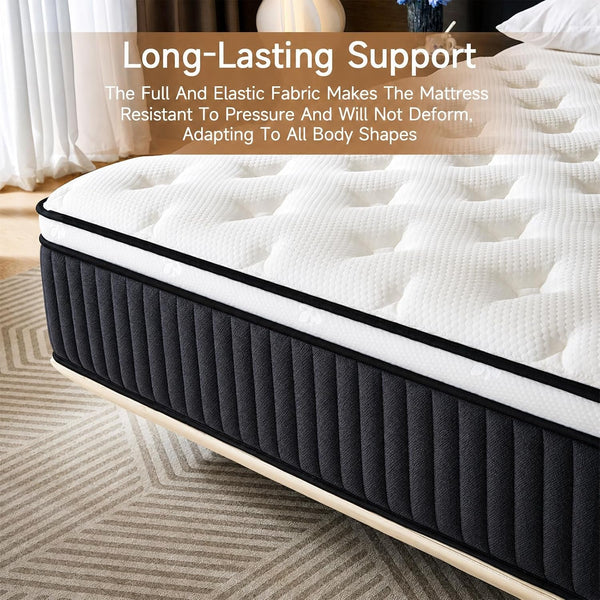 Queen Mattress, 12 Inch Hybrid Queen Mattress in a Box, Medium Firm Memory Foam Mattress, with Individual Pocket Springs, Upgrade Zoned Support, Motion Isolation&Pressure Relief, Certipur-Us6
