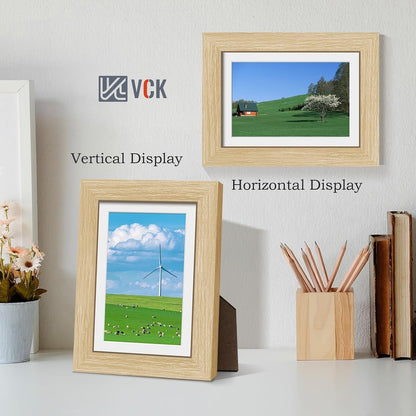 5X7 Picture Frame 5 Pack, Oak Wood, 4X6 Mat, Glass, for Portrait Print7