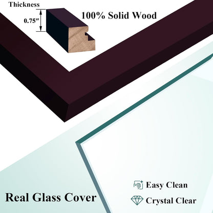 5X7 Solid Wood Picture Frame with Real Glass Cover Dark Brown7