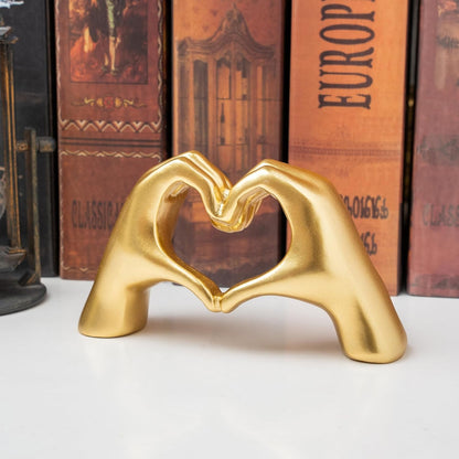 Small Heart Hands Sculpture Decor for Living Room Bedroom Bookshelf Coffe Table and Office Display, Love Finger Statue Modern Aesthetic Home Decor, Unique Gift for Wedding Christmas Birthday (Gold)5