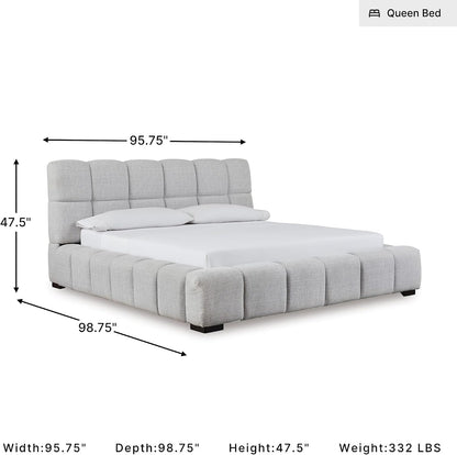 Signature Design by Ashley King Upholstered Bed Frame, Light Gray3