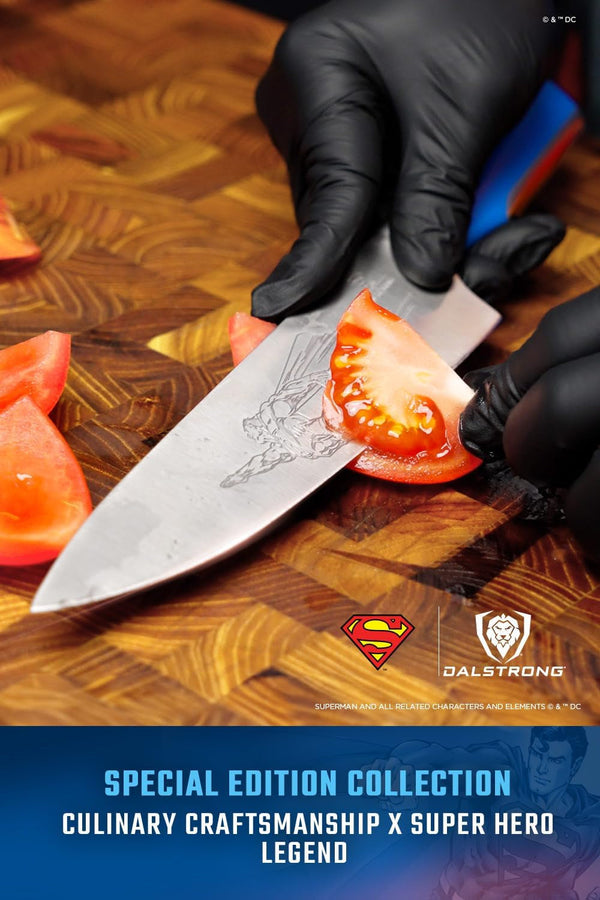 Chef Knife Set 2-Piece — DC Superman™ Licensed Edition — 8" Chef & 4" Paring — Official License — German Stainless — for DC Fans & Daily Cooking — POM Handle, Customer Support7