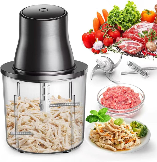 3-In-1 Upgraded Food Processor with Electric Chicken Shredder | 1.5L Bowls Vegetable Food Chopper, Dicer, Grinder with 250W Copper Motor One-Touch Shredder for Chicken,Nuts, Baby Food & Dough1