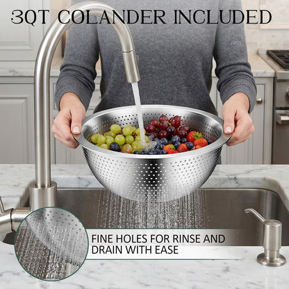 Mixing Bowls with Lids Set, Stainless Steel Mixing Bowl with Colander5