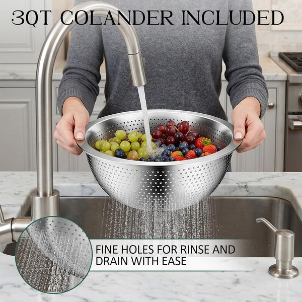 Mixing Bowls with Lids Set, Stainless Steel Mixing Bowl with Colander5
