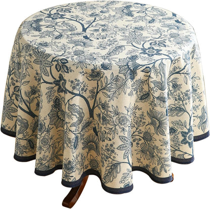 Designer Vintage Linen round Tablecloth,Diameter 55"-Ruyi B1