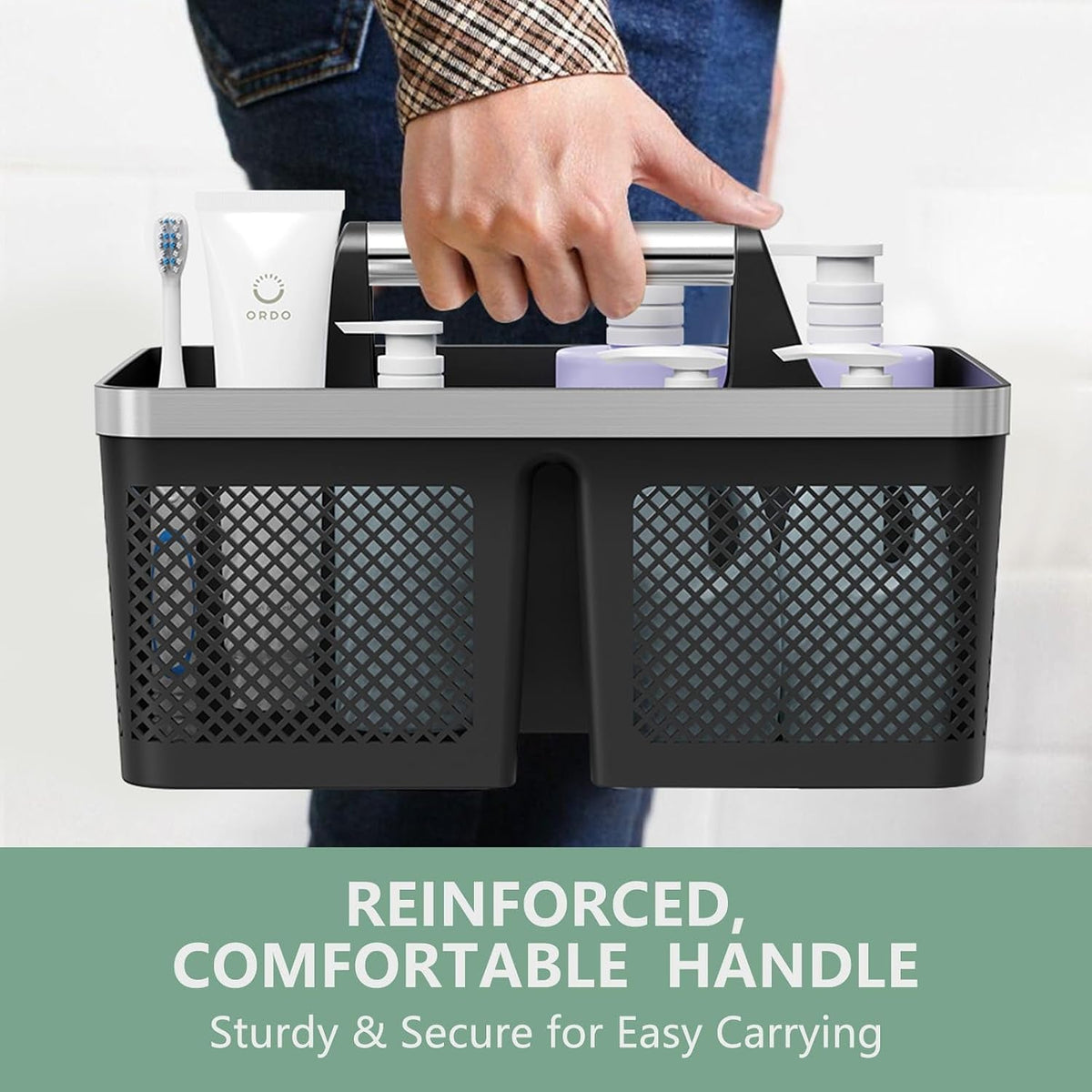 black-shower-caddy-portable-plastic-bathroom-caddy-organizer-with-handle-and-holes-cleaning-caddy-hard-shower-basket-storage-tote-for-toiletry-college-dorm-room-essentials-for-men