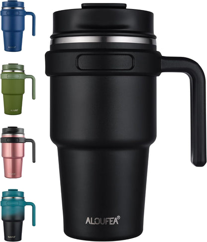 20 Oz Insulated Travel Coffee Mug Tumbler with Handle and Straw1