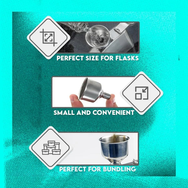 Stainless Steel Funnel for Flasks Bottles and Mini Bottles, Small Steel Drink Funnel for Filling Drinking Liquor Flask, Transferring Oil, Juice, Milk -HQ938