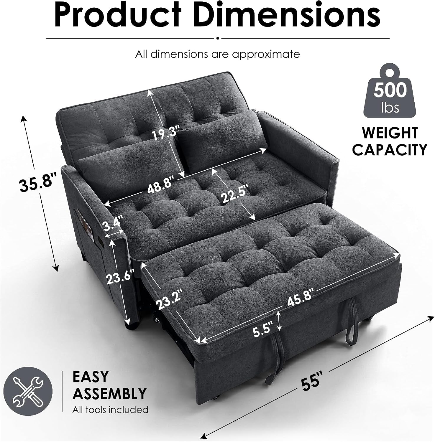55-3-in-1-convertible-sofa-bed-with-usb-charging-ports-pull-out-couch-with-adjustable-backrest-and-side-pockets-sleeper-sofa-for-living-room-apartment-rv-easy-assembly-dark-grey