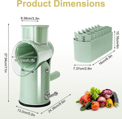5-In-1 Rotary Cheese Grater and Vegetable Slicer with Suction Base, Green2