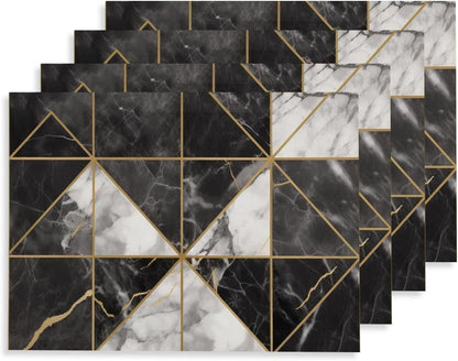 12"X18" Black and White Marble Geometric Placemats Set of 4 Washable Thick Place Mats Kitchen Table Mats Decorative Linen Fabric Table Mat for Dining Decoration Table Kitchen Home Decor1