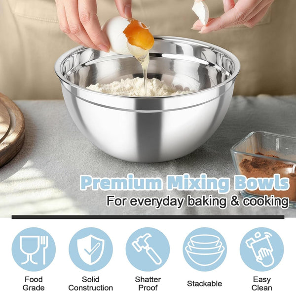Mixing Bowls, Stainless Steel Nesting Salad Bowls & Airtight Lids5