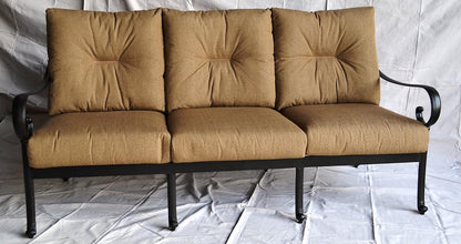 Santa Anita Cast Aluminum Powder Coated 5-Piece Seating Set with Premium Linen Sesame Cushions - Antique Bronze2