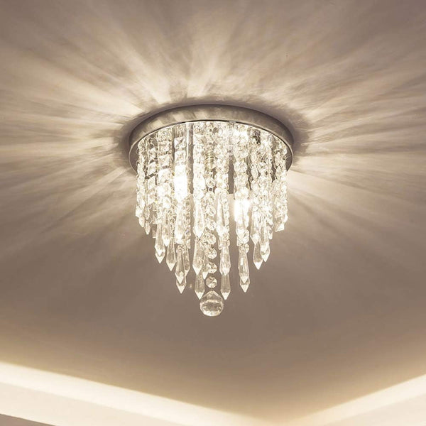 Mini Chandelier, Crystal Chandelier Lighting, 2 Lights, Flush Mount Ceiling Light, H10.4'' X W8.66'' Modern Chandelier Lighting Fixture for Bedroom, Hallway, Bar, Kitchen, Bathroom1
