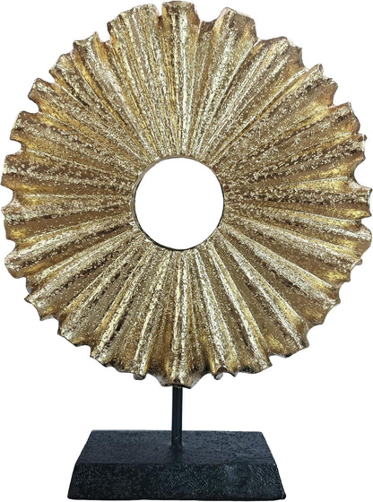 Modern Abstract round Decorative Sculpture, Dining Living Room Desk Decor,Geometric Home Decor Statues,Shelf Top Decor Aesthetics, Coffee Tables or Office Shelves（Golden）1