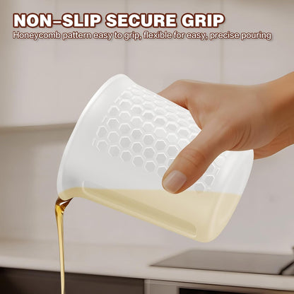 Silicone Measuring Cups Set 125Ml + 250Ml + 500Ml for Cooking Reusable Baking Supplies Silicone Flexible Melting Measure Cup for Butter, Chocolate8