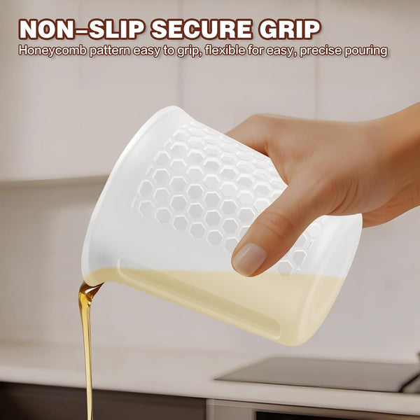 Silicone Measuring Cups Set 125Ml + 250Ml + 500Ml for Cooking Reusable Baking Supplies Silicone Flexible Melting Measure Cup for Butter, Chocolate8