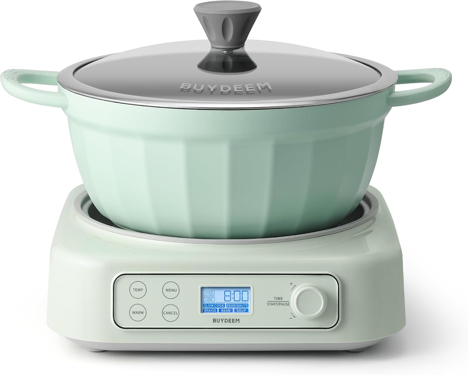 lp55-5-in-1-slow-cooker-with-removable-nonstick-stockpot-4-7qt-compatible-with-various-cookwares-two-temperature-controls-customized-time-settings-auto-keep-warm-for-2h-cozy-greenish