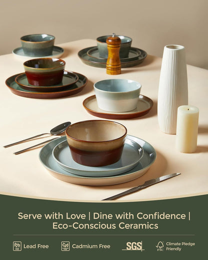 Ceramic Plates and Bowls Sets for 4, 12Pcs Dinnerware Sets, Dish Set6