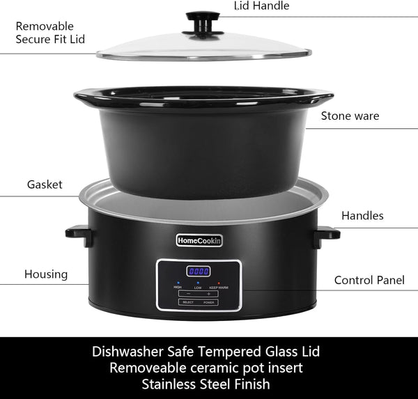 7 Quart Programmable Slow Cooker, Kitchen Appliances, Perfect Kitchen Small Appliance for Family Dinners, Black Stainless Steel4
