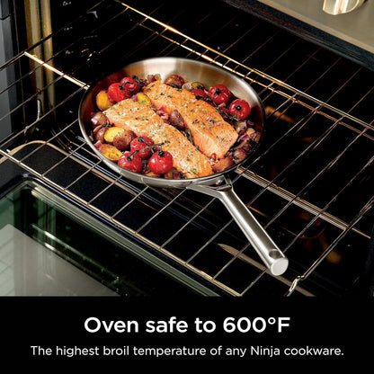 Ninja® Everclad 10.25" Fry Pan, Tri-Ply, Stainless, C90026 | Tri-Ply: 18/10 Stainless, Pure Aluminum Core. No Warping, Hot Spots. All Stovetops & Induction Compatible. Oven Safe to 600°F5