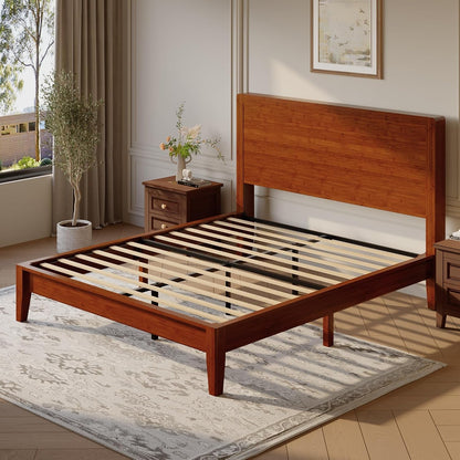 Full Size Bamboo Bed Frame, Japanese Joinery, Warm Brown8