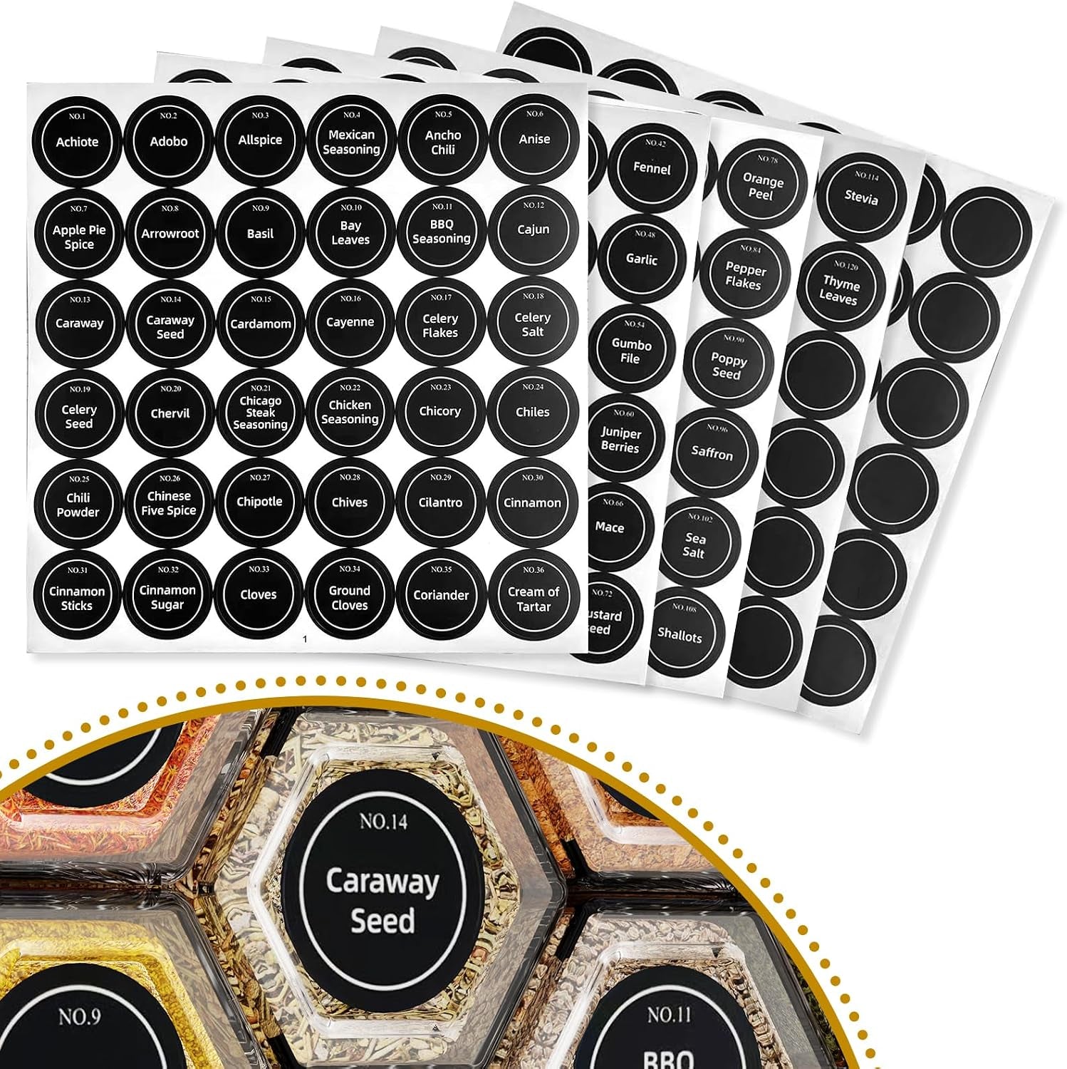 set-of-12-magnetic-glass-spice-tins-with-180-seasoning-label-stickers